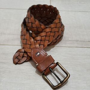 TOMMY HILFIGER MAN'S BRAIDED LEATHER BELT, Sz 38/95(45"L), BROWN